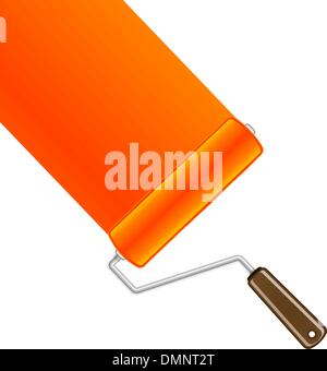 Orange paint roller background Stock Vector
