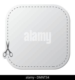 Paper sticker with scissors and dash line Stock Vector