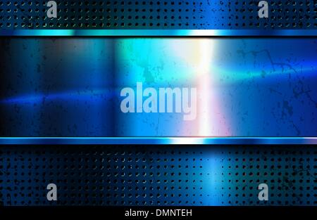 Blue metallic metal polished background and texture. Vector ...