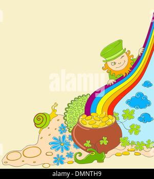 St Patrick's Day background with leprechaun Stock Vector