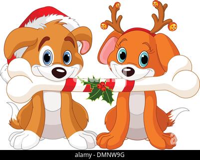 Two Christmas dogs Stock Vector