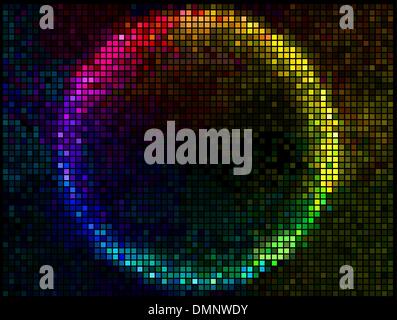 Colorful Round Square Pixel Mosaic Vector Banner.Multicolor Abst Stock Vector