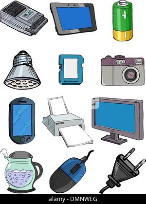 set of electronics Stock Vector