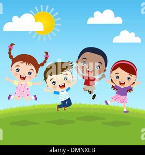 group of happiness children together Stock Vector