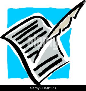 Blank paper script with  ink feather pen Stock Vector