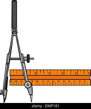 Drawing compass and ruler Stock Vector