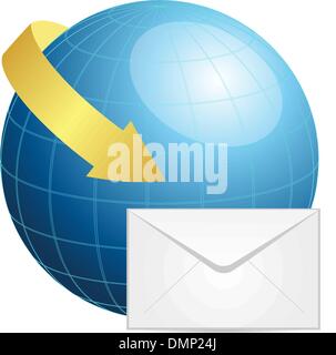 Globe with envelope and arrow Stock Vector