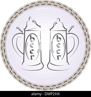 Ancient beer mugs Stock Vector