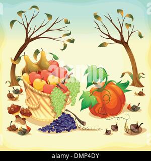 Fruit and vegetables in Autumn. Stock Vector