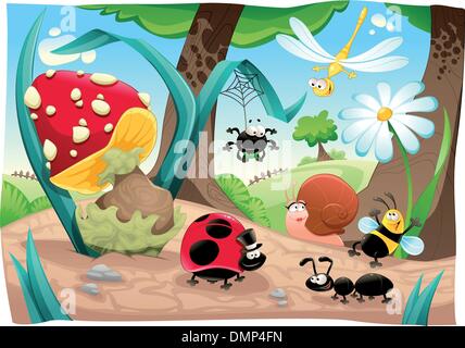 Insects family on the ground. Stock Vector