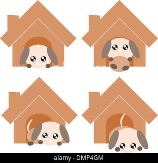 Cartoon dog in house illustration Stock Vector