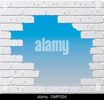 vector broken  brick wall Stock Vector