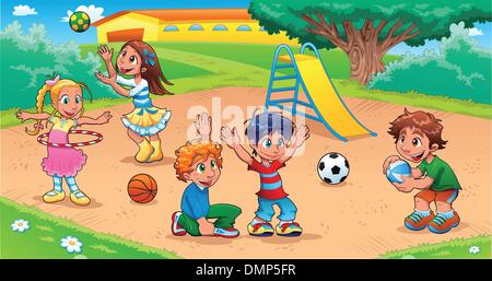 Kids in the playground. Stock Vector