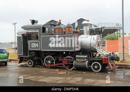 Old steam sugar train, Alameda de Paula, Old Havana (La Habana Vieja), Cuba, Caribbean Sea, Central America Stock Photo