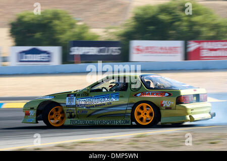 Aug. 21, 2009 - Sonoma, California, U.S - 21 August 2009:  Tech Trix Motorsports/DTC Performance/G1 Design driver Michael Essa of Los Angeles, CA in the #101 Mazda RX-7 at the Formula Drift event ''Locked and Loaded'', Infineon Raceway, Sonoma, CA Â© Matt Cohen / Southcreek Global 2009 (Credit Image: © Matt Cohen/Southcreek Global/ZUMApress.com) Stock Photo