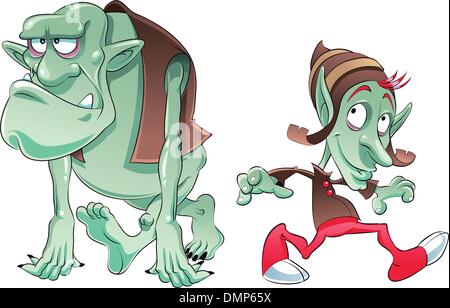 Ogre and Elf. Stock Vector