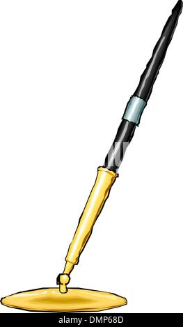 Realistic illustration gold ink pen - vector, Stock vector