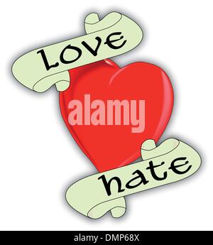 Love Hate Heart Tattoo Stock Vector Image Art Alamy