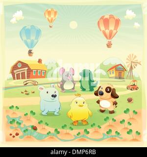 Farm animals in the barn illustration Stock Vector Image & Art - Alamy