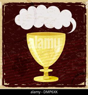 Cartoon cup on vintage paper background Stock Vector