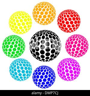 Set of rainbow colors sphere dot Stock Vector