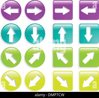 the color vector web arrow icon set Stock Vector