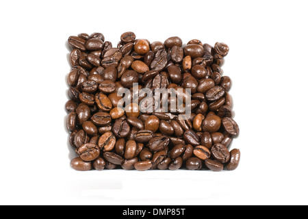 Close Up Of roasted Coffee Beans Isolated On A White Studio Background Stock Photo