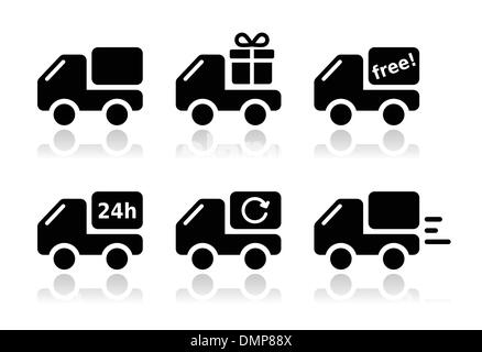 Delivery car, shipping vector icons set Stock Vector