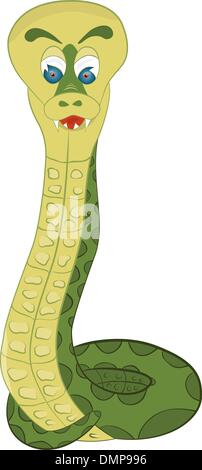 Illustration cartoon green snake on white background Stock Vector