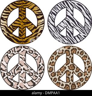 peace sign in animal skin pattern Stock Vector