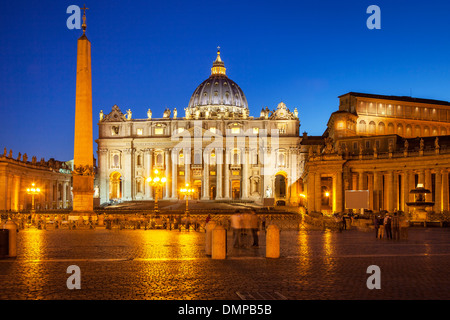 Twilight at St. Peter's Basilica, Vatican City, Rome Lazio Italy Stock Photo