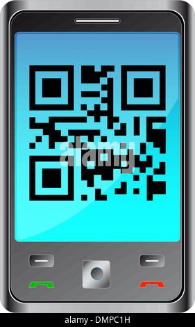 mobile phone with qr code Stock Vector