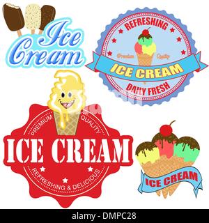 Set of  ice cream labels and icons Stock Vector