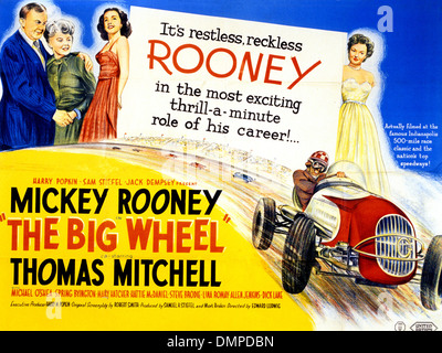 THE BIG WHEEL Poster for 1949 Samuel H. Stiefel Productions film with Mickey Rooney and Mary Hatcher Stock Photo