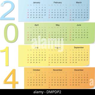 Color vector calendar 2014 Stock Vector