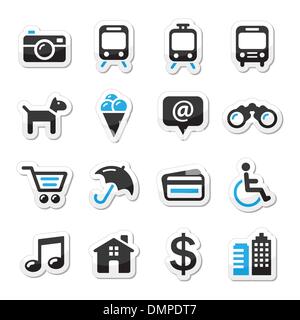 Travel tourism and transport icons set - vector Stock Vector