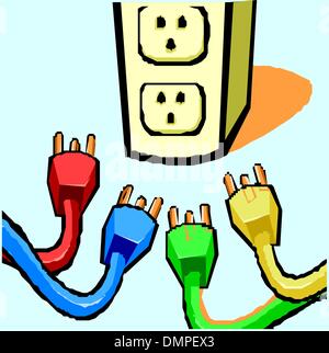 Black power plug and white wall socket european type of plug C vector ...
