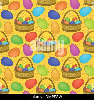 Seamless, basket with Easter eggs Stock Vector