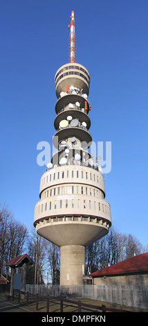 Television tower and a lot of different antennas, Sljeme, Zagreb Stock Photo