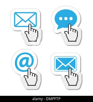 Contact - envelope, email, speech bubble  with cursor hand icons Stock Vector