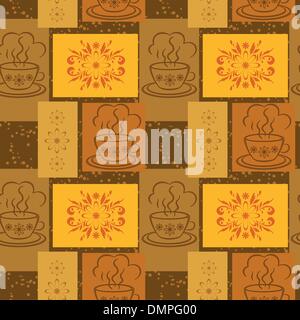 Seamless background, cups and floral pattern Stock Vector