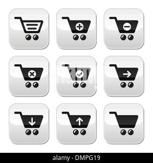 Shopping cart vector buttons set Stock Vector