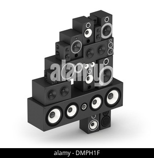 Number 4 from speaker in isometry Stock Photo