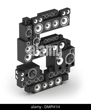 Number 5 from speaker in isometry Stock Photo