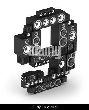 Number 9 from speaker in isometry Stock Photo