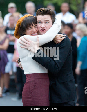 Lea Michele and Chris Colfer on the set of Glee in Manhattan New