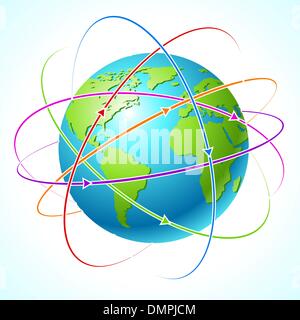 Globe with orbits Stock Vector