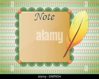 Seamless background with feather and paper. Stock Vector