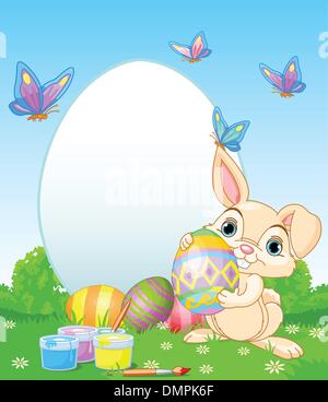 Easter Bunny painting Easter Eggs Stock Vector