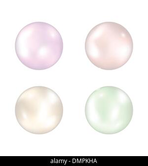 Set of colorful pearls isolated on white background Stock Vector